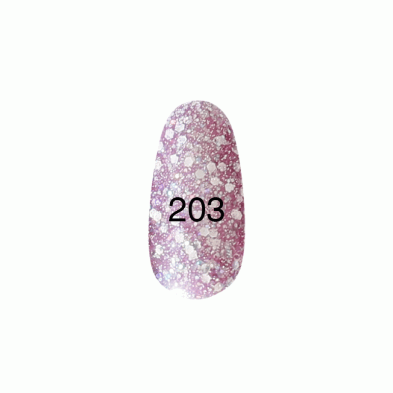 Гель лак № 203 (бузковий, з блискітками різних розмірів) 8 мл.