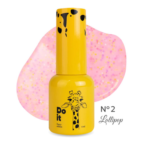 Гель-лак Do it LOLLIPOP Gel Polish №2 Рожевий з різнобарвними конфетті, 6 мл 