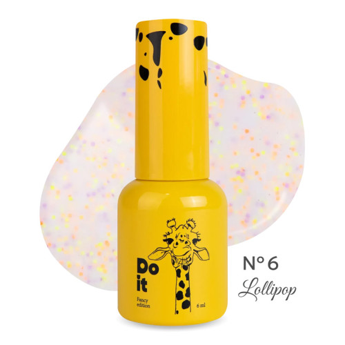 Гель-лак Do it LOLLIPOP Gel Polish №6 Бежевий з різнобарвними конфетті, 6 мл 