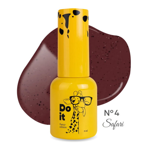 Гель-лак Do it SAFARI Gel Polish з декоративною крихтою №4 Темно-червоний, 6 мл