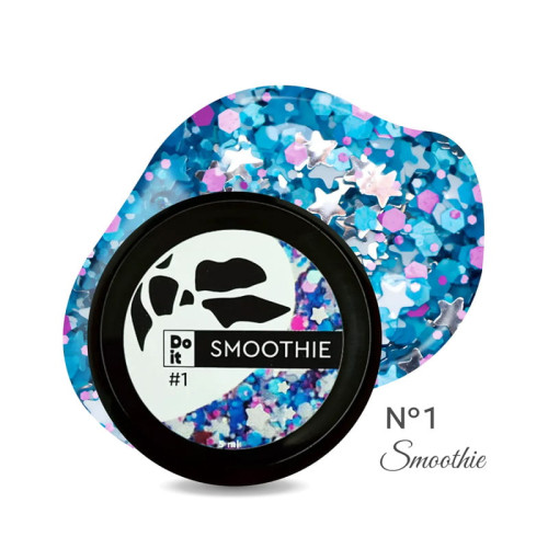 Гель-лак Do it SMOOTHIE Gel Polish с большими блестками №1 Синие камифубуки, 5 мл