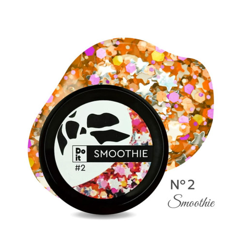 Гель-лак Do it SMOOTHIE Gel Polish з великими блискітками №2 Помаранчеві каміфубуки, 5 мл