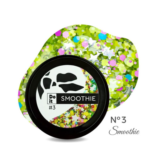Гель-лак Do it SMOOTHIE Gel Polish с большими блестками №3 Зеленые и розовые камифубуки, 5 мл
