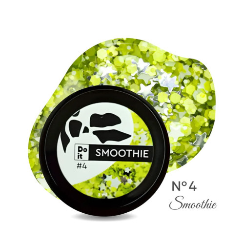Гель-лак Do it SMOOTHIE Gel Polish з великими блискітками №4 Салатові каміфубуки, 5 мл