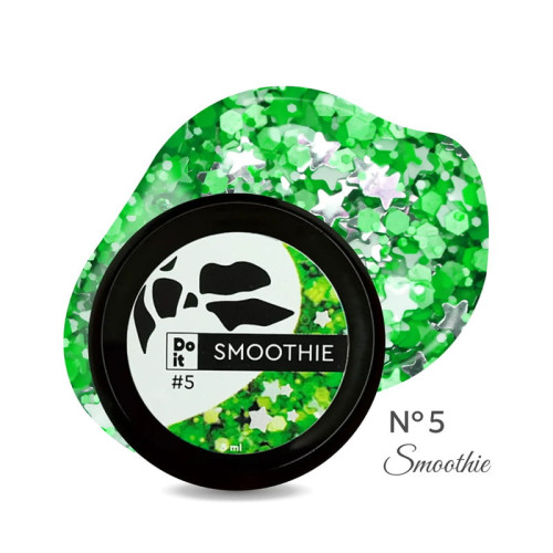 Гель-лак Do it SMOOTHIE Gel Polish с большими блестками №5 Зеленые камифубуки, 5 мл