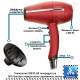 Фен для волосся GA.MA G-EVO 3800 Ultralight Red Titanium Halogen Ion A11.UL3800DCCHAL.RS (2000 W)