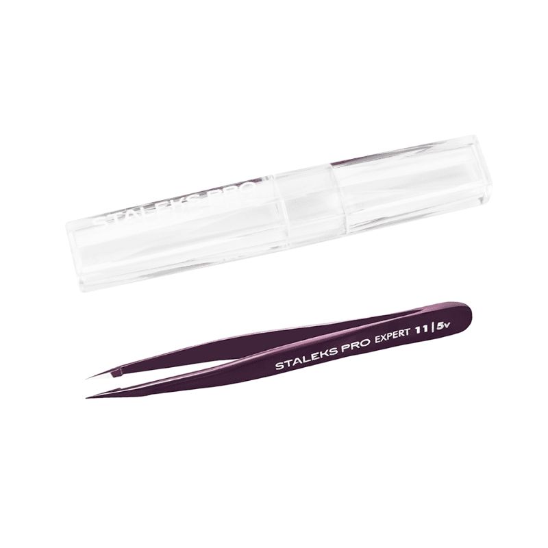 Пінцет точковий для брів STALEKS PRO EXPERT 11 TYPE 5 VIOLET TE-11/5V