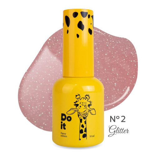 Камуфлирующая база с блестками Do it Rubber Base GLITTER №2 Светло-розовая, 10 мл