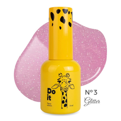 Камуфлююча база з блискітками Do it Rubber Base GLITTER №3 Тепла рожева, 10 мл