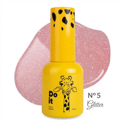Камуфлирующая база с блестками Do it Rubber Base GLITTER №5 Бежево-розовая, 10 мл