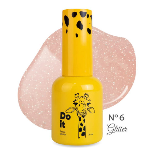 Камуфлирующая база с блестками Do it Rubber Base GLITTER №6 Теплый нюд, 10 мл